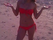 Sexy chick on vacation poses for her BF