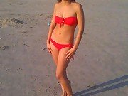 Sexy chick on vacation poses for her BF